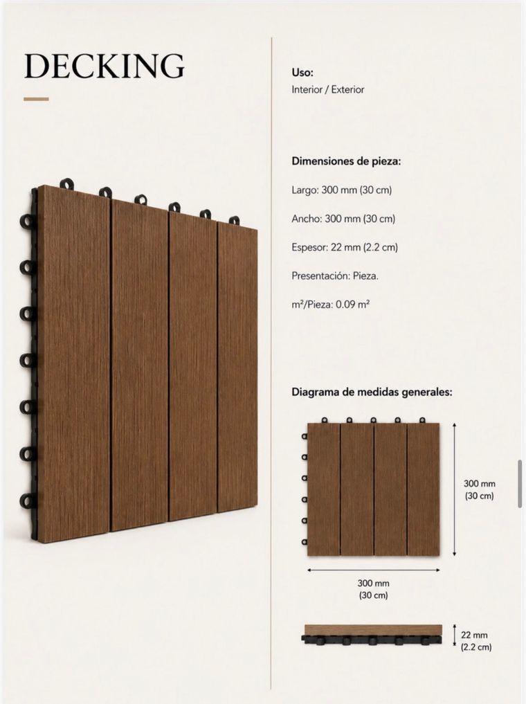 Decking · 300 × 300 mm · pieza y diagrama